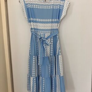 Blue and White Midi Dress